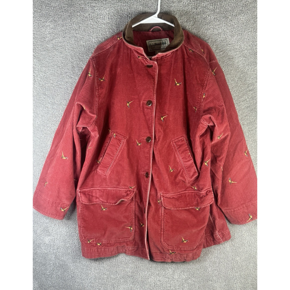 Vintage LL Bean Jacket Womens 2XL Red Corduroy Hunting Field Barn Chore Coat - Picture 1 of 12